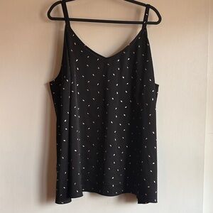 Pretty Black Torrid Spaghetti Strap Top with Copper Leaf Pattern